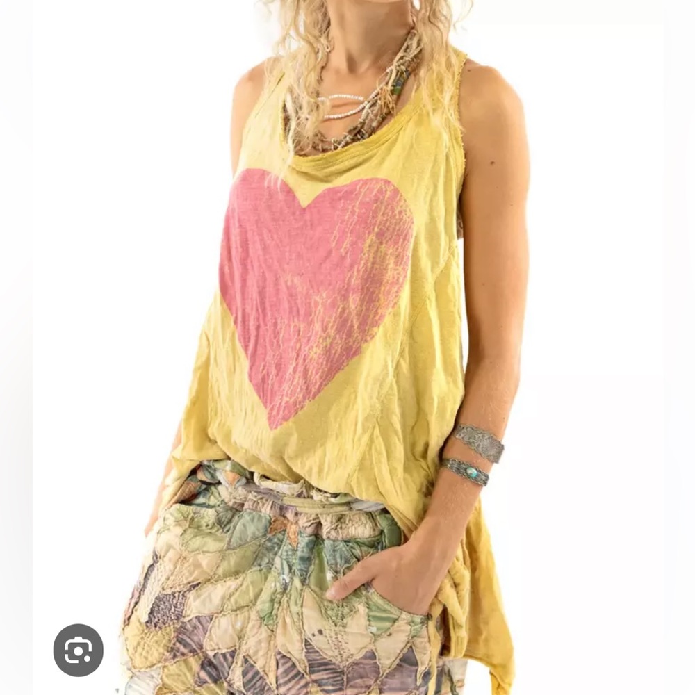 NWT MAGNOLIA PEARL I LOVE YOU SO MUCH COTTON Paz Tank NEVER Worn Marigold